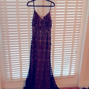 Lulus mermaid style black lace dress XL